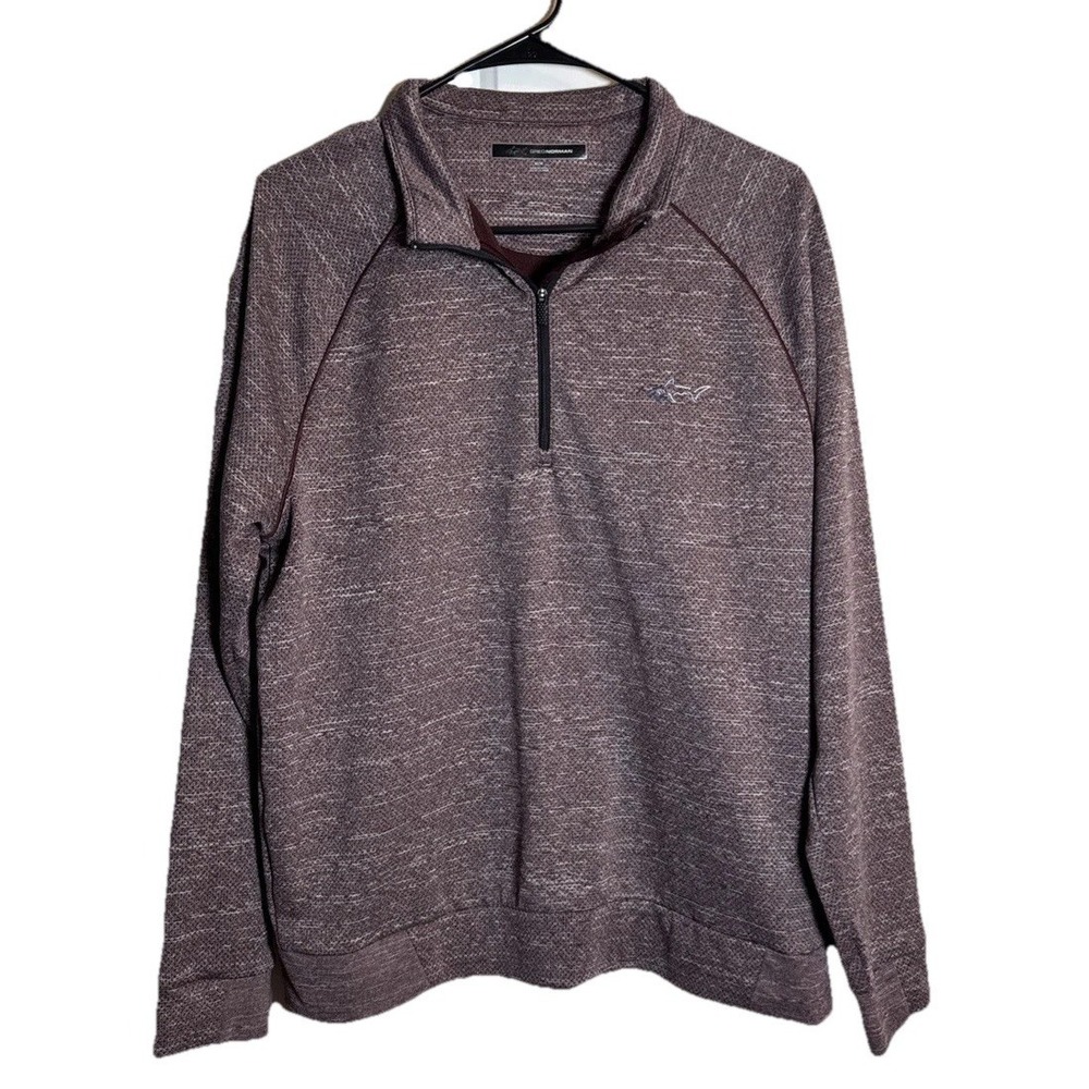 Greg Norman Mens Medium 1/4 Zip Pullover Shark Golf Sweater Burgundy